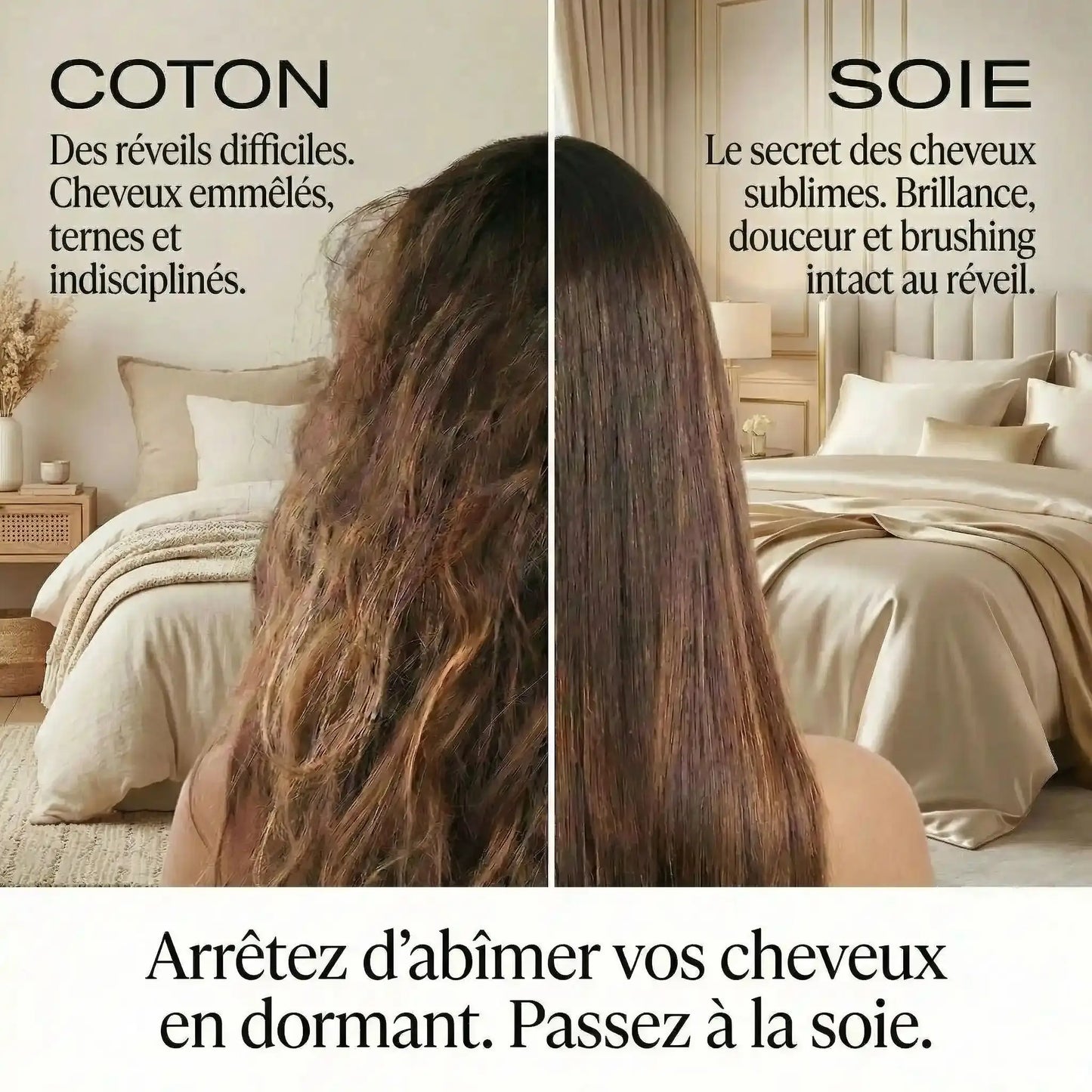 Taie d'oreiller en soie de mûrier - Le soin de nuit anti-âge et cheveux
